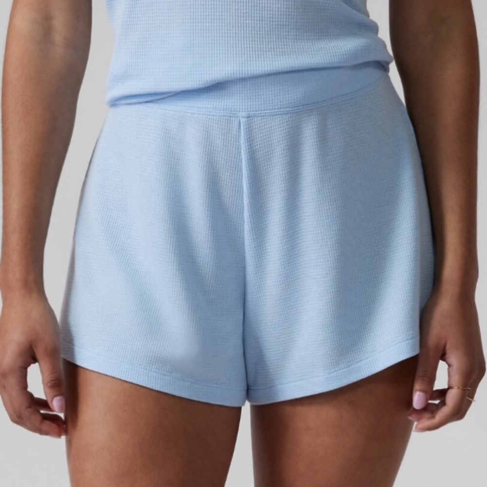 Athleta Light Blue wind down sleep Shorts waffle knit